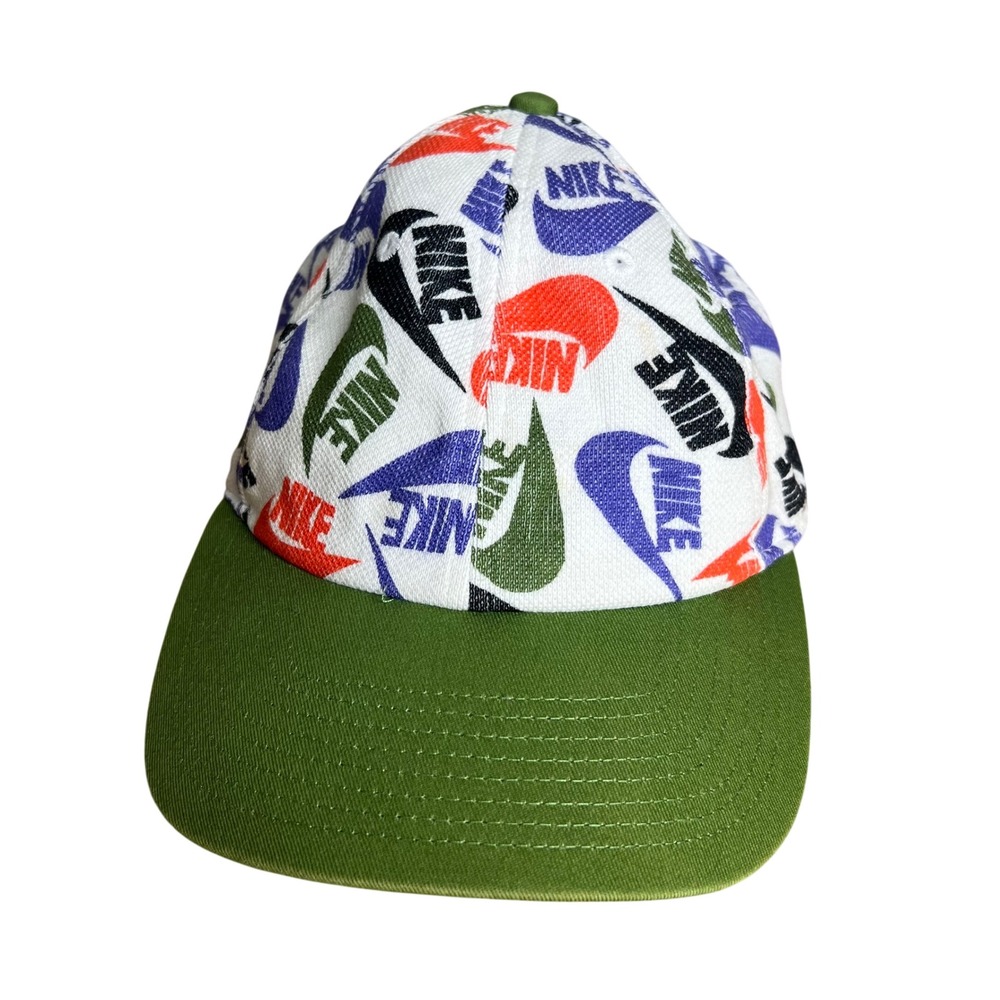 Nike Heritage86 All Over Swoosh Print Cap Adjustable Strapback Hat Green White